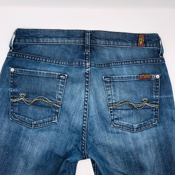 7 For All Mankind Women Jeans Bootcut Distressed Casual Blue Denim Size 30 - Picture 5 of 8